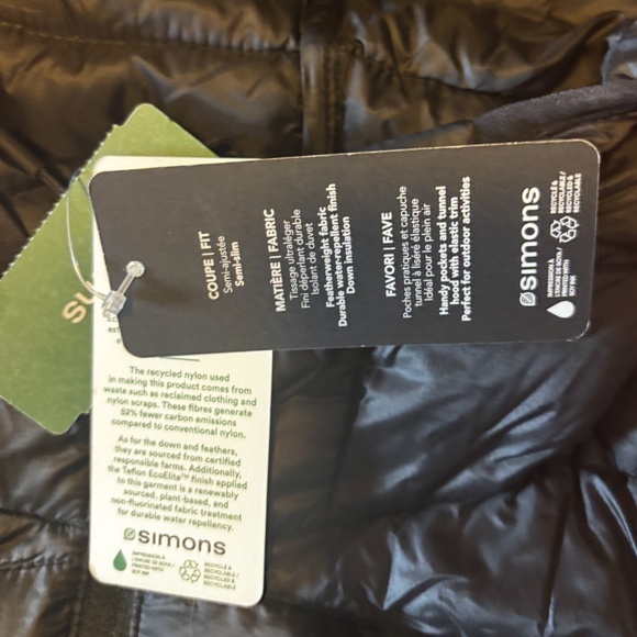 Black responsible down packable hooded puffer jacket NWT - Picture 7 of 13